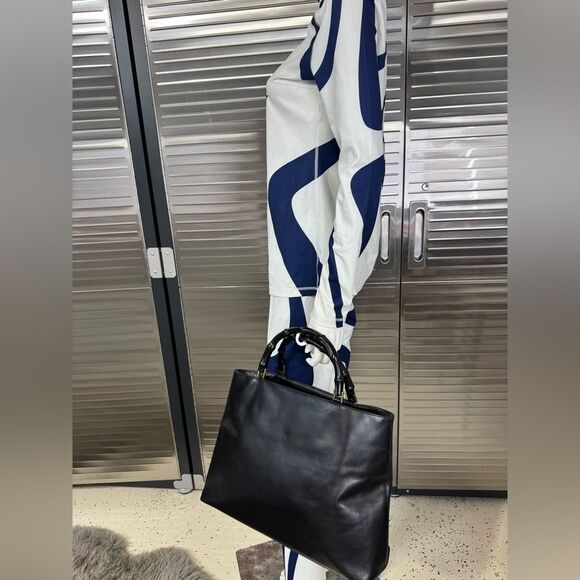 Gucci Bamboo Black Leather Top Handle Vintage Handbag - Picture 13 of 13